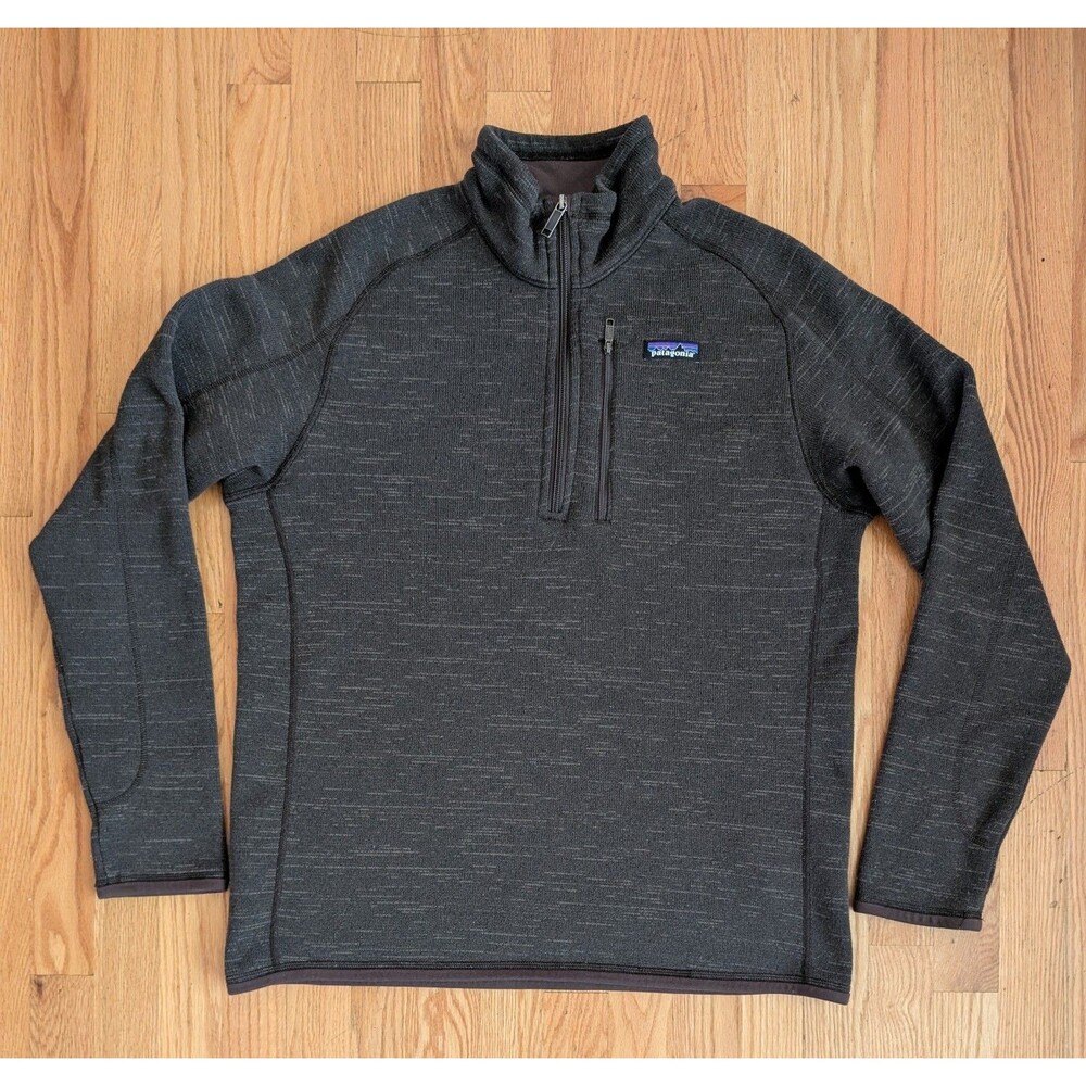 Patagonia Better Sweater Men's Medium 1/4 Zip Pullover Brown Fleece Pocket 25522